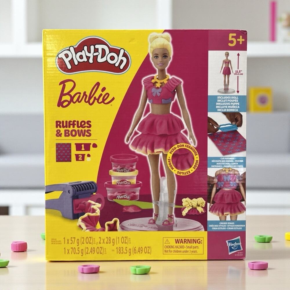 Barbie Ruffles‎ & Bows Play-Doh~11.5” Doll, Patterns Playdough Accessories NEW